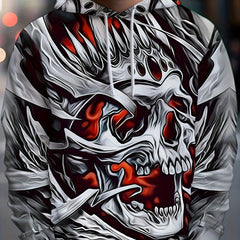 Skull 3D Print Hoodies For Men Graphic Hoodie Comfy Loose Hooded Pullover
