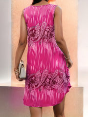 Paisley Print Tank Dress Crew Neck Sleeveless Dress Women's Clothing