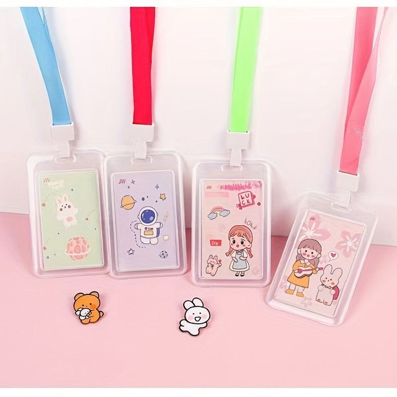 Transparent Card Holder With Lanyard Student ID Business Card Holder