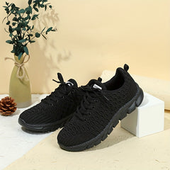 Women's Breathable Woven Sneakers Casual Running Shoes Lightweight Low Top Shoes