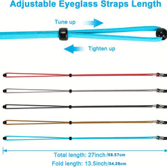 5 Pairs Adjustable Leather Eyeglass Straps Anti-Slip Chains with Ear Hooks