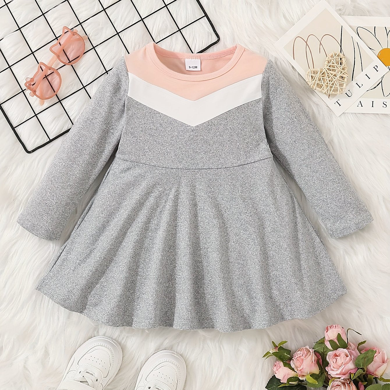 Baby Girls Long Sleeve Pleated Dress