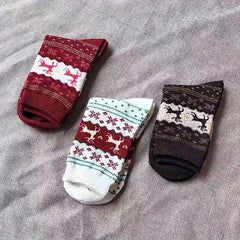 5 Pairs Christmas Elk Print Socks Women's Stockings & Hosiery