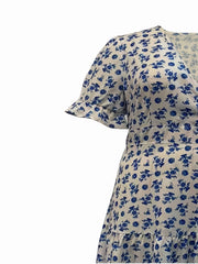 Floral Print Puff Sleeve Maxi Dress