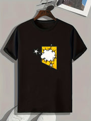 Explosion Pattern Print Men's Comfy Sports T shirt Graphic Tee