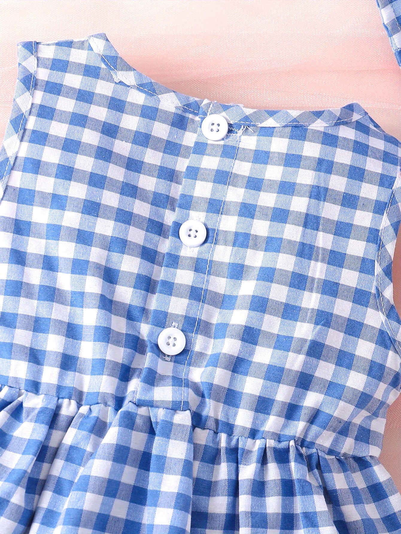 2pcs Baby Girls Plaid Bowknot Sleeveless Dress & Hat Set for Summer