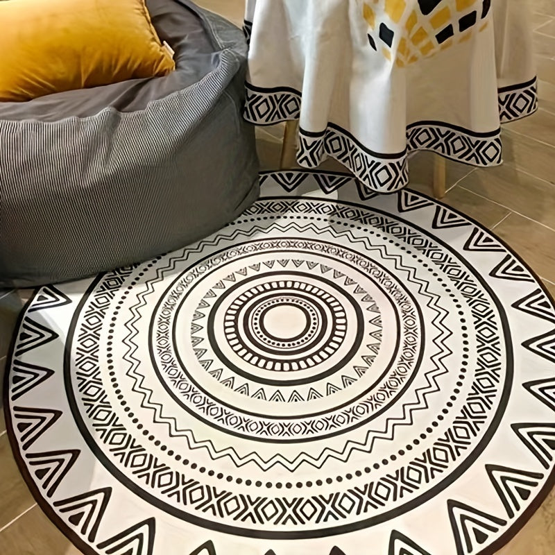 Modern Geometric Round Area Rug for Living Room and Bedroom 35.5 x 35.5