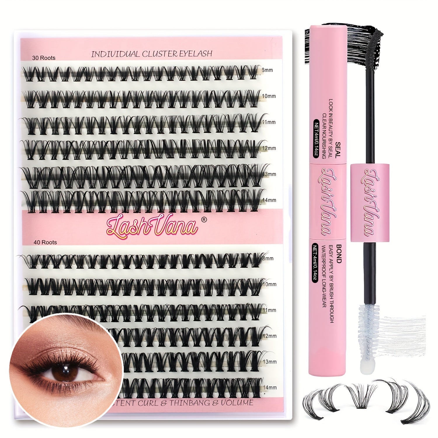 DIY Lash Extension Kit 240 Pcs Lash Clusters With Lash Bond And Seal