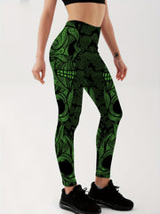 Skull Graphic Yoga Running Leggings Women's Activewear