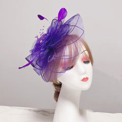 Mesh Flower Feather Headband Tea Party Hair Accessory