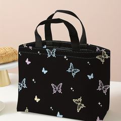 Butterfly Printed Portable Lunch Bag Waterproof Thermal Insulated Bag