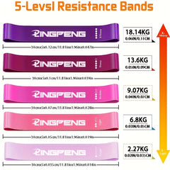 5pcs Resistance Loop Bands Set - Fitness Elastic Bands for Working Out Yoga
