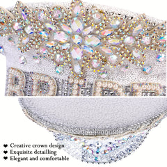 Sparkly Bride Hat Rhinestone Sequin Captain Cap