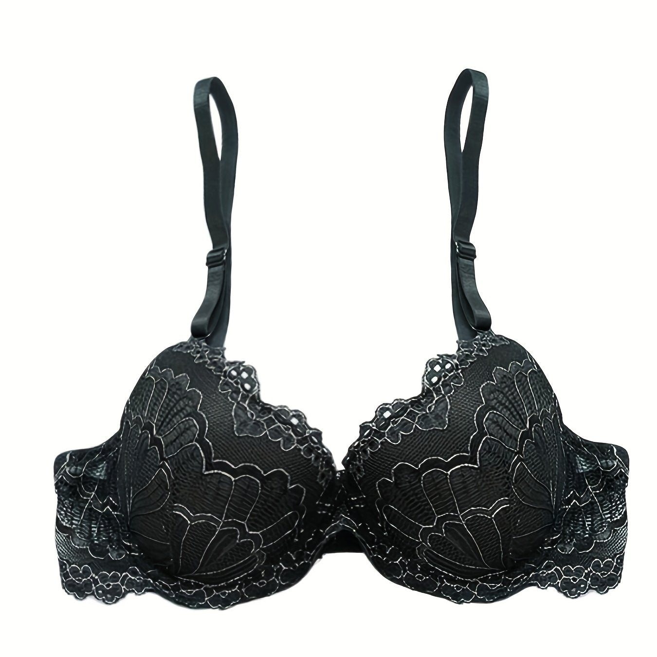 Contrast Lace Push Up Bra Women's Intimates Lingerie