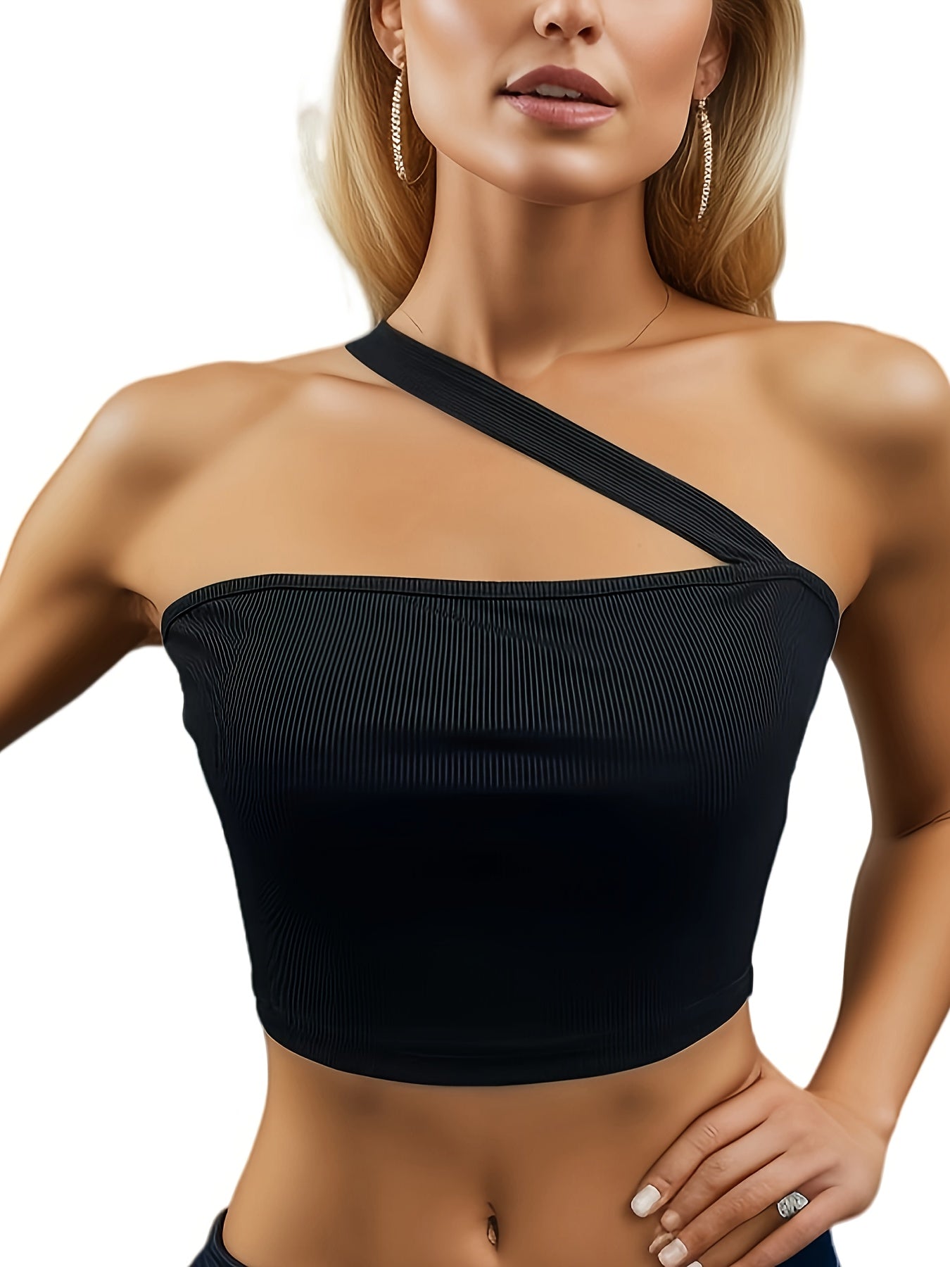 Asymmetrical Solid Crop Top Sexy Slim Summer Sleeveless Top
