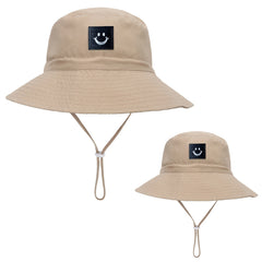 Kids Smile Face Patch Sun Hat Bucket Hat Adjustable Straps