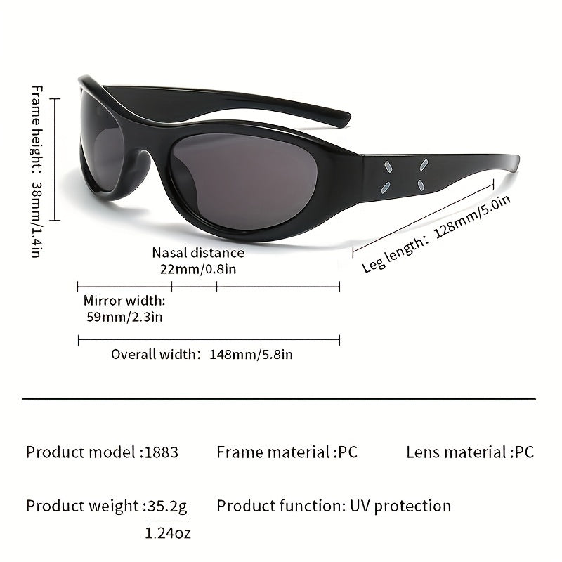 Wrap Around Sports Sunglasses For Women Men Futuristic UV400 Sun Shades