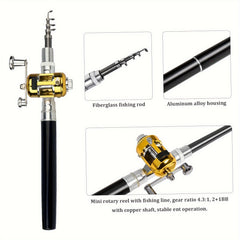 Portable Mini Fishing Rod Reel Combo Telescopic Pocket Size Ice Tackle