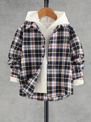 Boys Plaid Button Down Shirts Long Sleeve Spring Fall Outwear Jacket