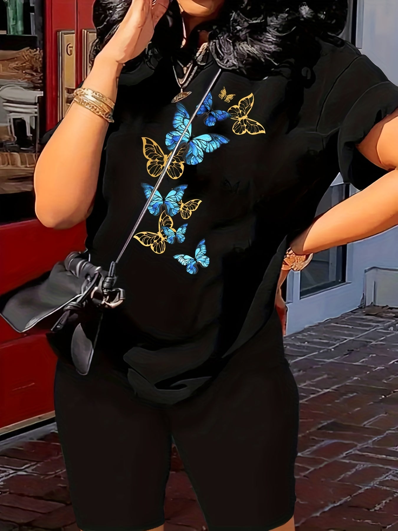 Butterfly Print Tee & Shorts Set