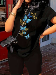 Butterfly Print Tee & Shorts Set