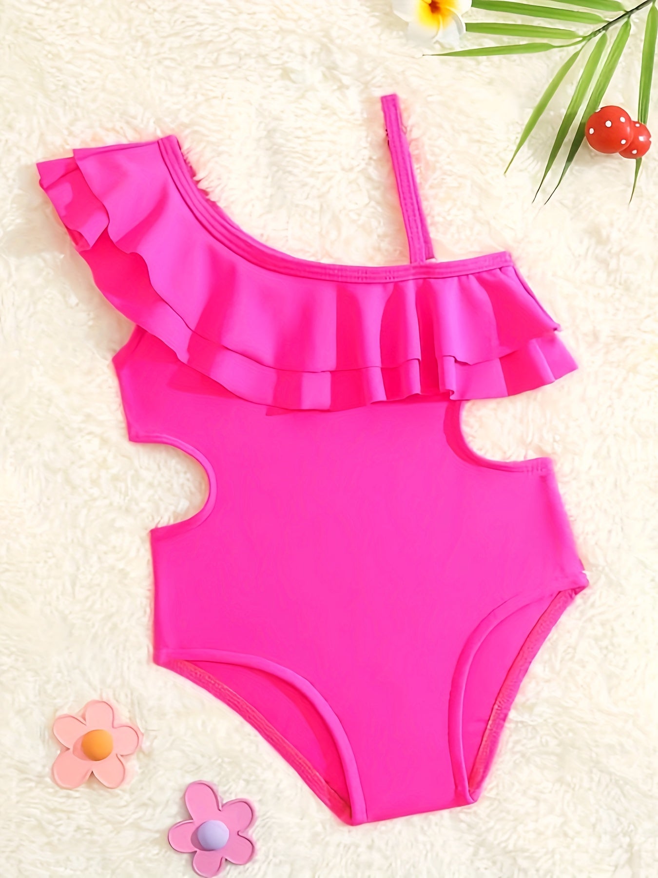 Girls Ruffle Trim Swimwear Bathing Suit for Hawaii Vacation