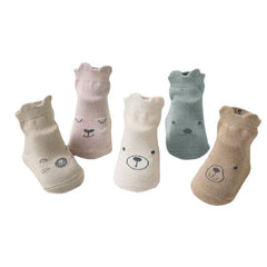 5 Pairs Toddler Non-slip Floor Socks Boys Girls Animal Cartoon