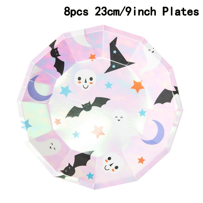 Iridescent Halloween Disposable Party Utensils Plates Cups And Napkins
