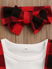 Baby Girl Christmas Plaid Romper Tutu Dress Outfit