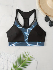 Retro Bikini Top Women's Plus Size Graphic Print Mesh Racer Back Swimwear