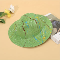 Graffiti Eco Sun Visor Hat Paper Straw Sunscreen Breathable Casual