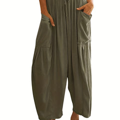 Pleated Pocket Wide Leg Pants for Women
