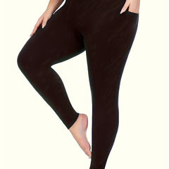 Sports Leggings Women's Plus Solid Wide Waistband Soft Gym Yoga Leggin