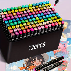 120 Dual Tip Alcohol Markers Set for Vibrant Colouring