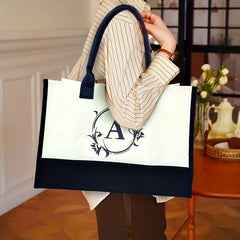 Canvas Tote Bag Letter Pattern Handbag Vintage Casual Shopping Bag