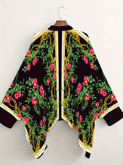 Block Vintage Two piece Set Button Front Batwing Sleeve Tops & Wide Leg Pants