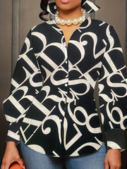 Solid Button Up Lantern Sleeve Blouse