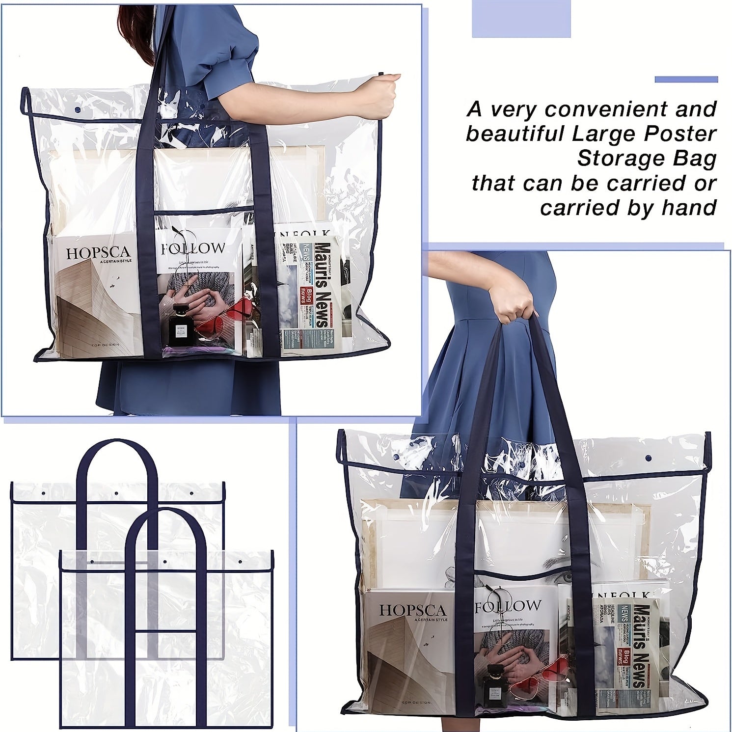 Oversized Clear Bag Bulletin Board Poster Storage PVC Storage