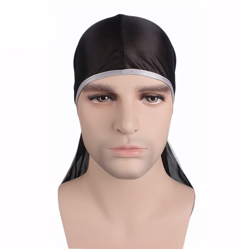 1PC Wave Cap Durag Men Pirate Hat Long Tail Hip Hop Headwraps Breathable Sat