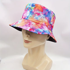 Oil Painting Print Bucket Hat Reversible Red Tie Dye Graffiti