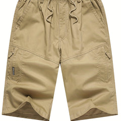 Classic Cargo Shorts Men's Casual Pocket Solid Waist Drawstring Cargo Shorts