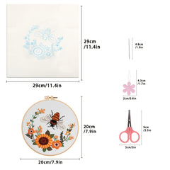 Embroidery Kit Honeybee And Flowers with Hoop 7 9 Inch