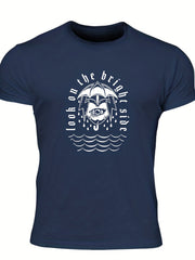Men's Letter Print T shirt Casual Breathable Tee for Summer
