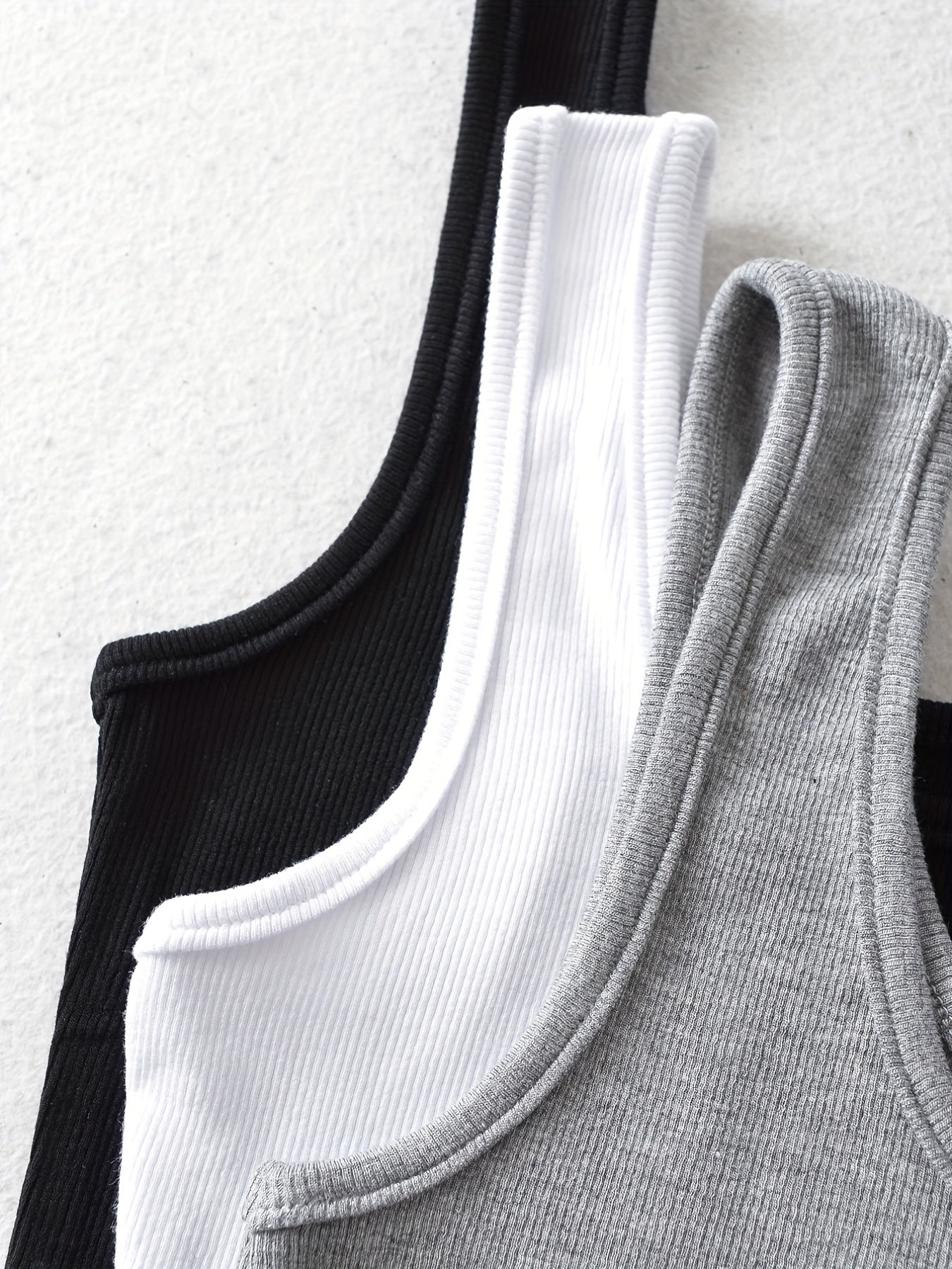 3 Pack Ribbed Crew Neck Tank Top Sleeveless Summer Women's Clothing
