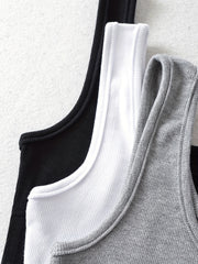 3 Pack Ribbed Crew Neck Tank Top Sleeveless Summer Women's Clothing