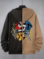 Abstract Pattern Print Hooded Jacket | Full Zip Up