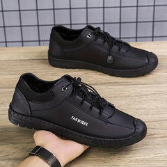 Men's No Tie Microfiber Leather Sneakers Casual Walking Shoes