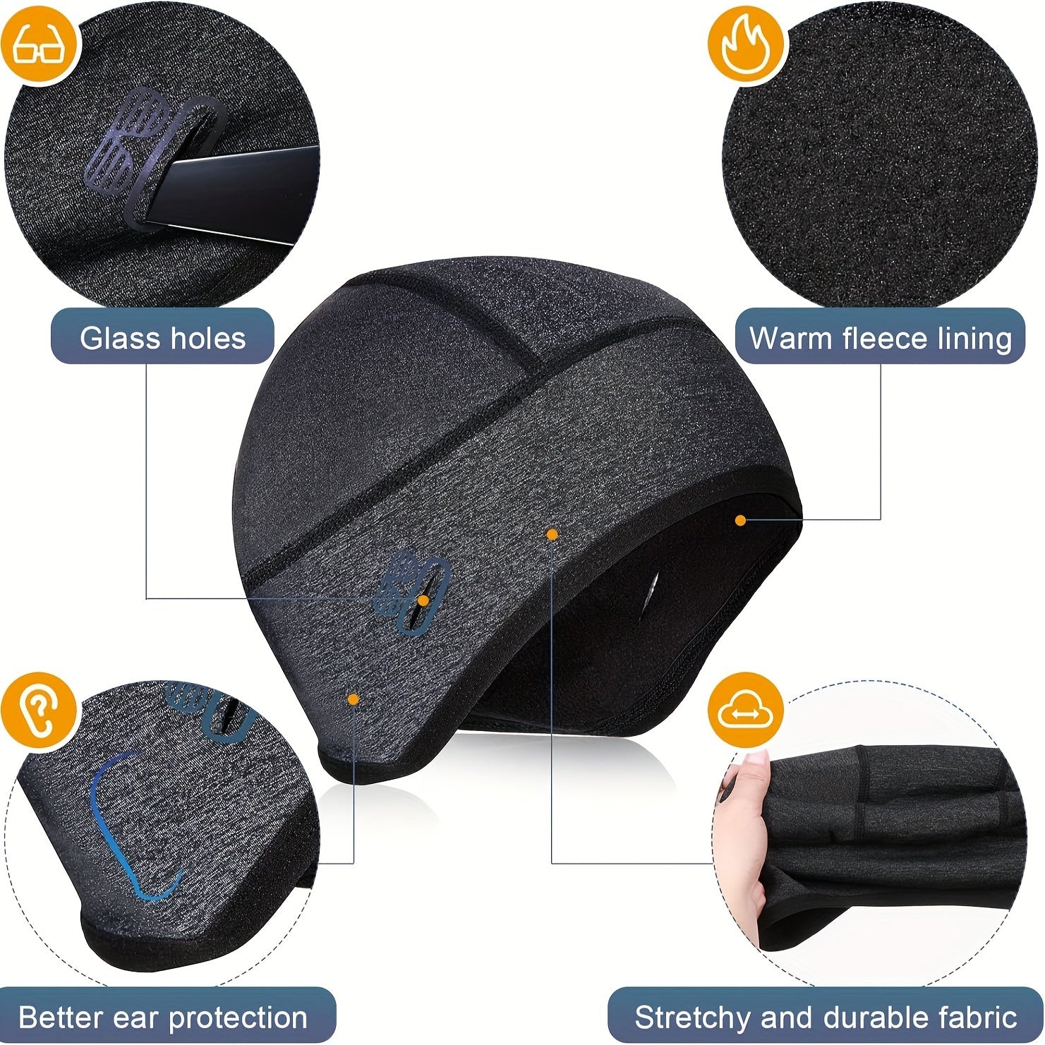 Winter Cycling Gloves & Skull Hat Helmet Liner Set