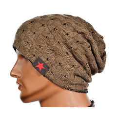 Pu Hat Pentagram Casual Hat For Men And Women, Warm Knitted Winter Hat