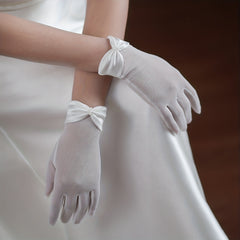Bridal Mesh Gloves with Pearl Bowknot Wedding Accessories